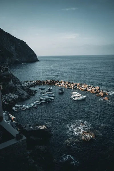 Small harbor with boats on the coast